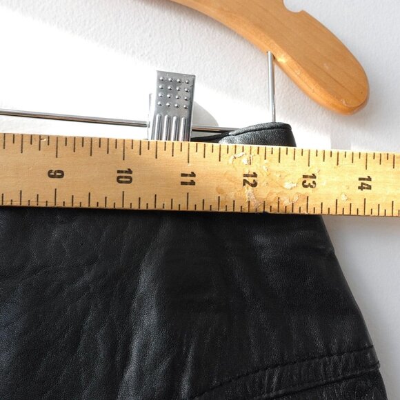 Black‎ Leather Skirt XS Pencil Midi Zip Back Genuine Edgy Punk Rock Corpcore - Picture 4 of 11
